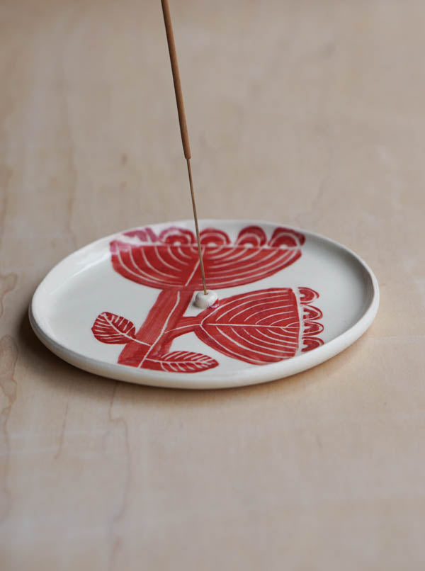 Red flower #2 incense holder
