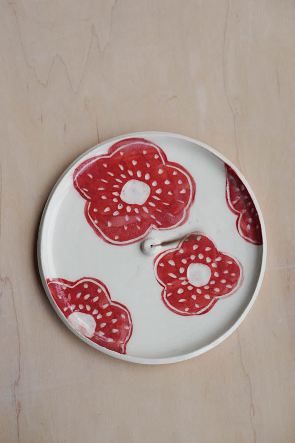 Red flower incense holder