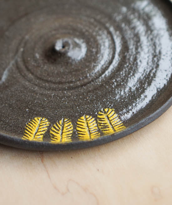 Yellow feather - incense holder