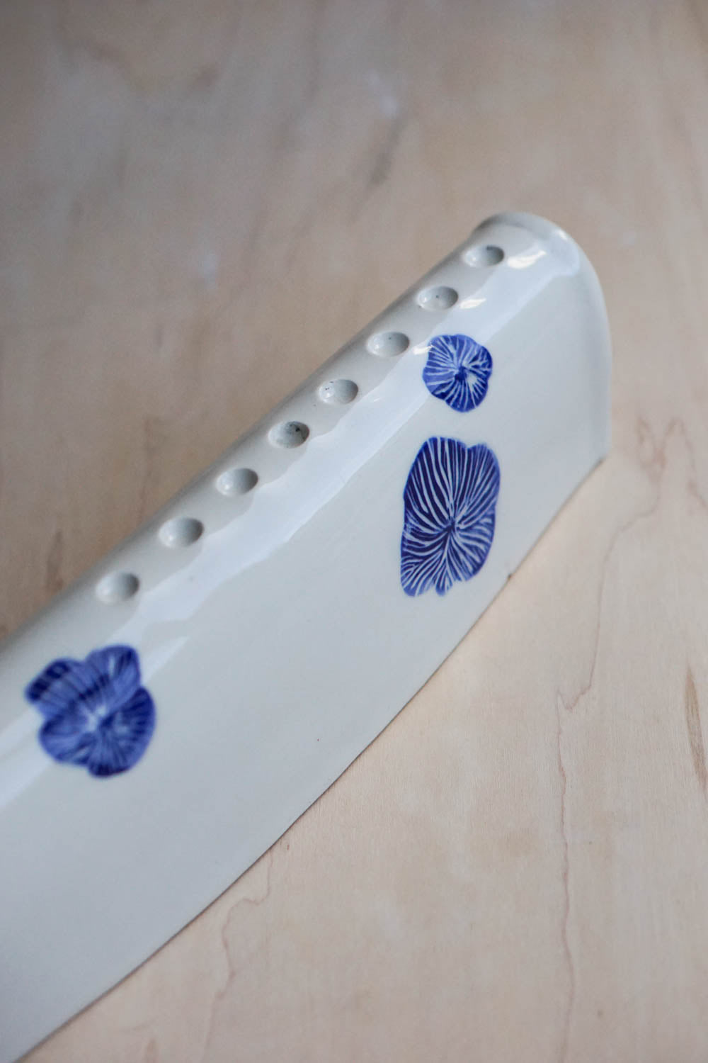 Menorah with blue flowers