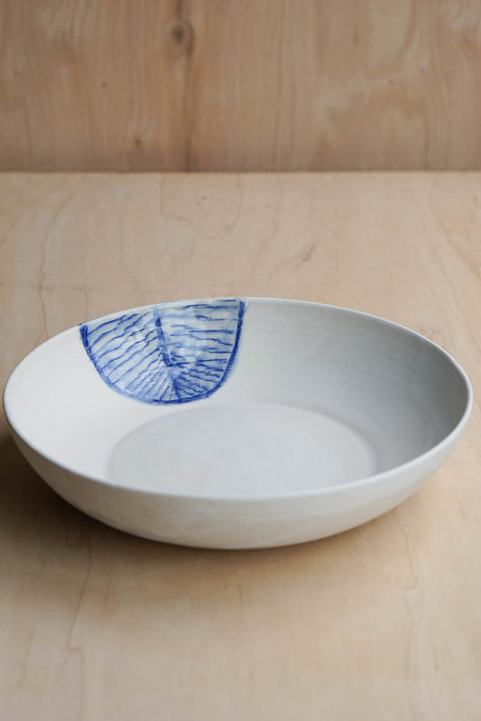 Shiny blue leaf bowl